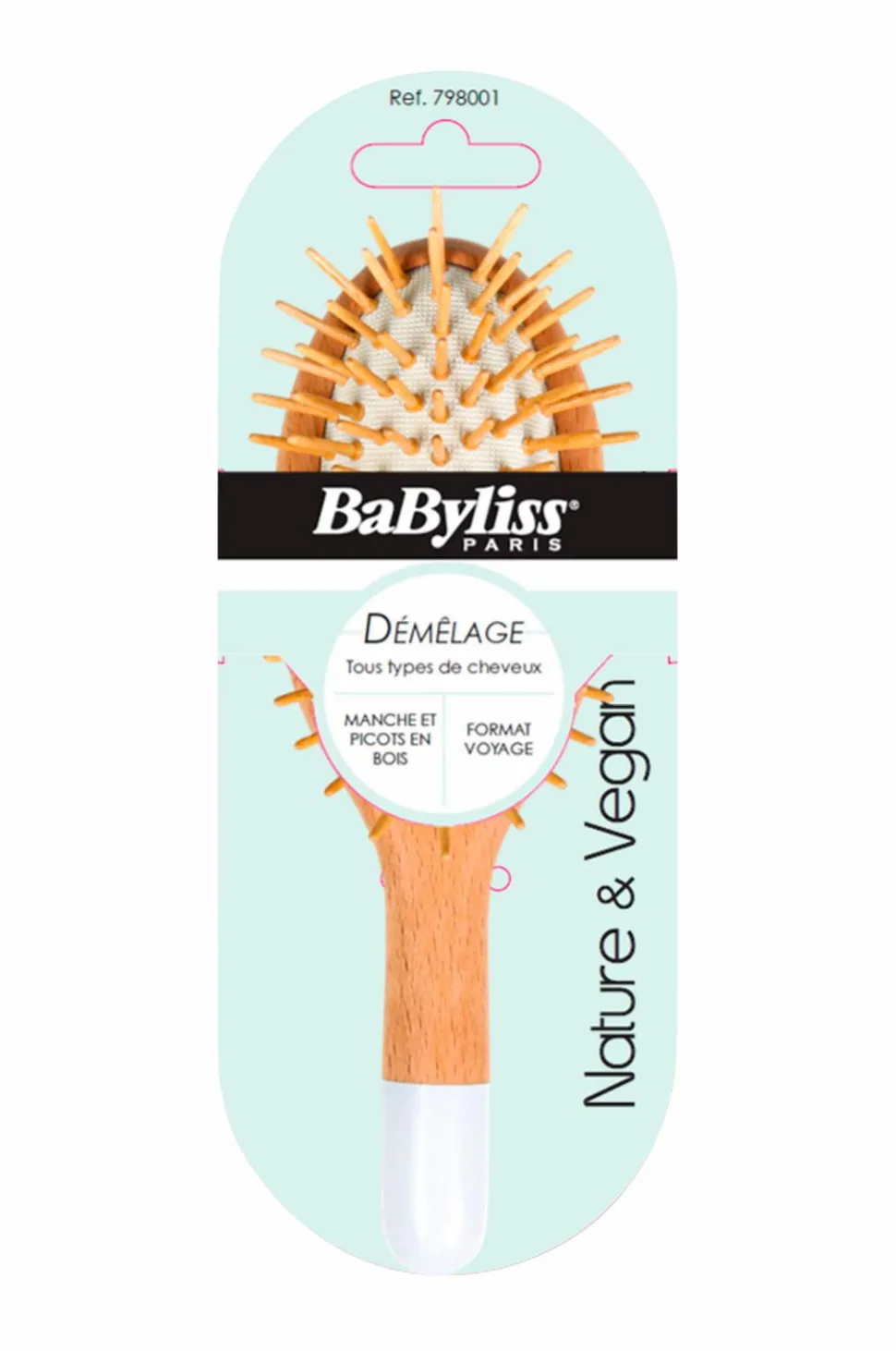 BaByliss Padelbørste træ/hvid medium