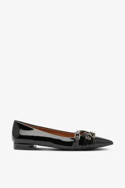 Bianco Ballerinasko Biabari Pointy Flat Buckle Faux Leather