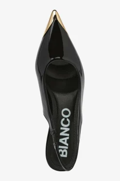 Bianco Højhælet sko biaKristin Kitten Heel Slingback Metal Toecap Patent