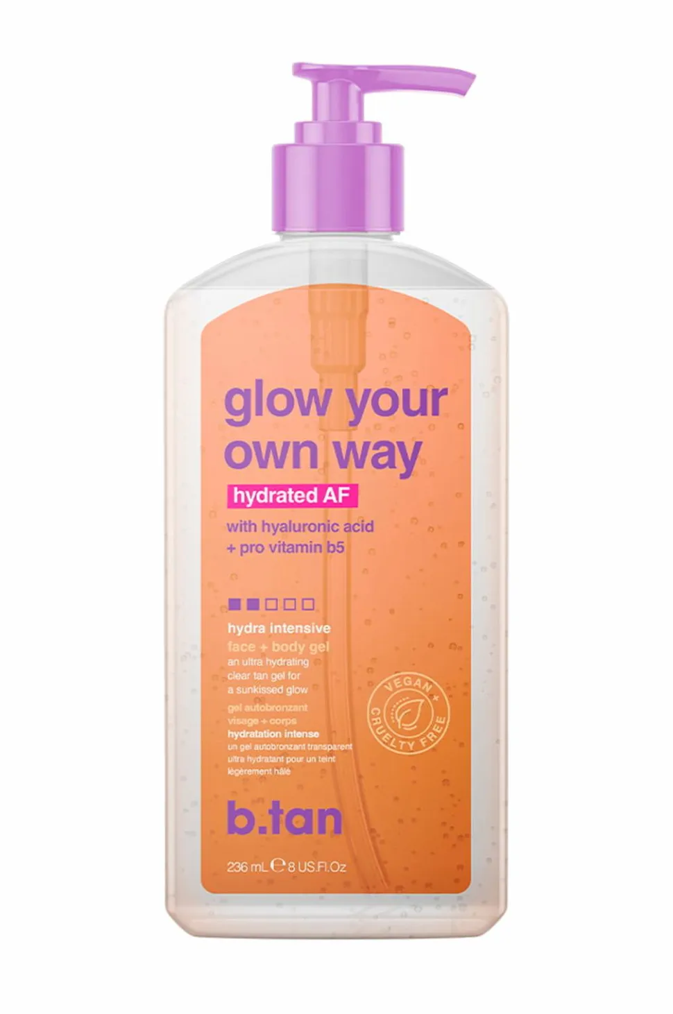 b.tan Glow Your Own Way Clear Self Tan Gel Hydrated Af 177 Ml