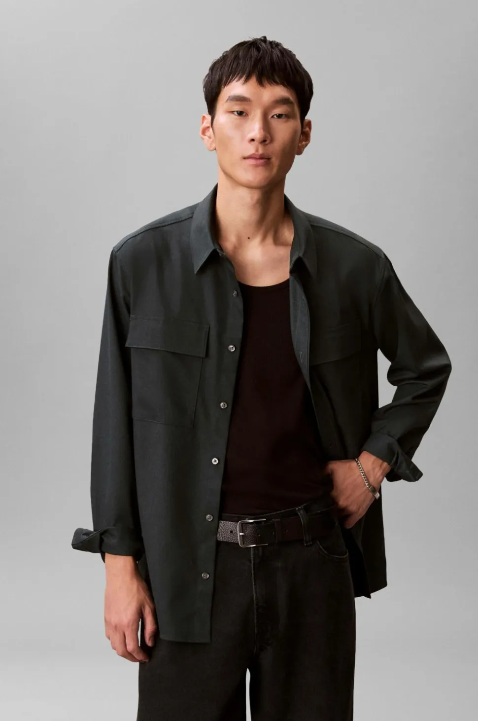 Calvin Klein Skjorte LS Melange PV Easy Shirt