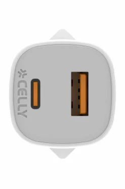 Celly Usb-oplader Gan 1 x Usb-a + 1 x Usb-c PD 25w