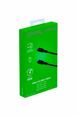 Celly USB-PD USB-C - USB-C Cable 60W 3 m
