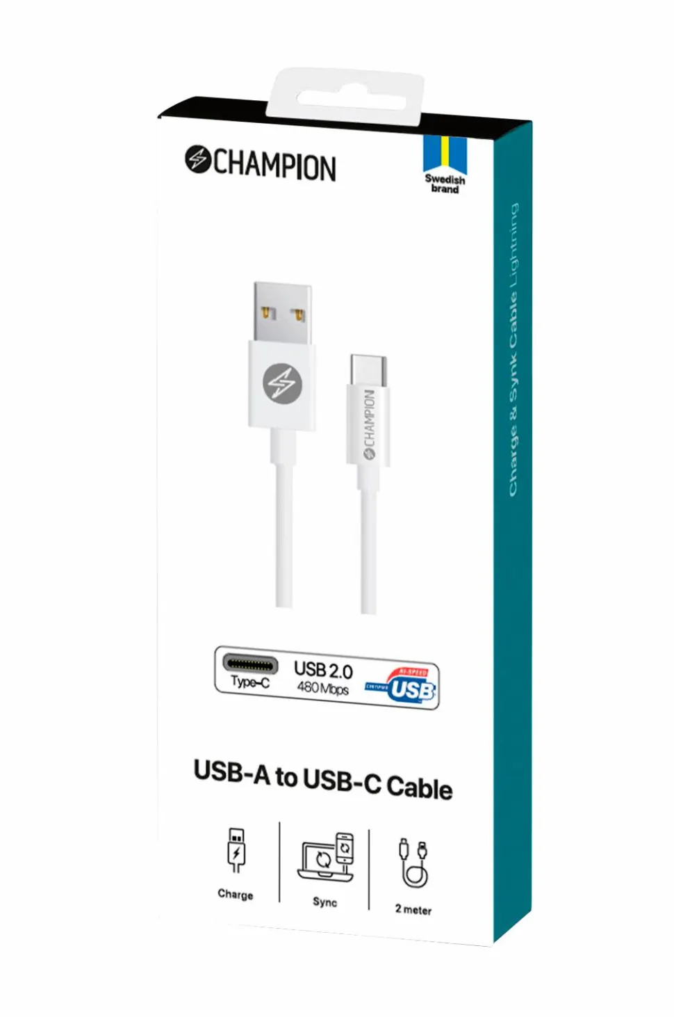 Champion Nordic USB kabel USB-A to USB-C 2 m