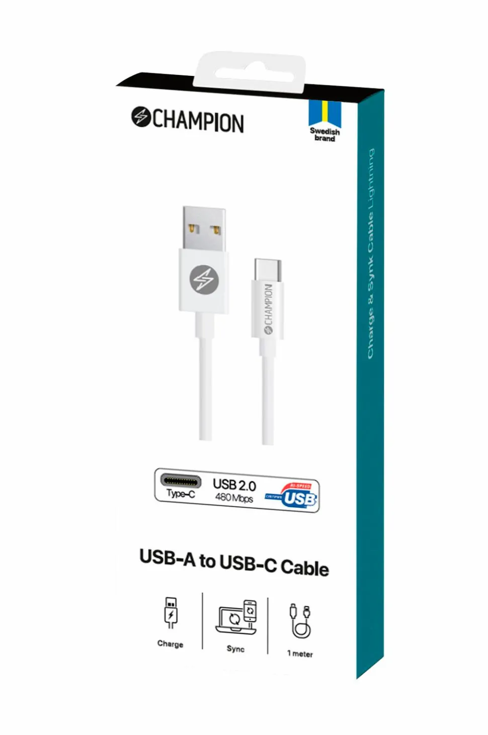 Champion Nordic USB-A til USB-C-kabel 1 m
