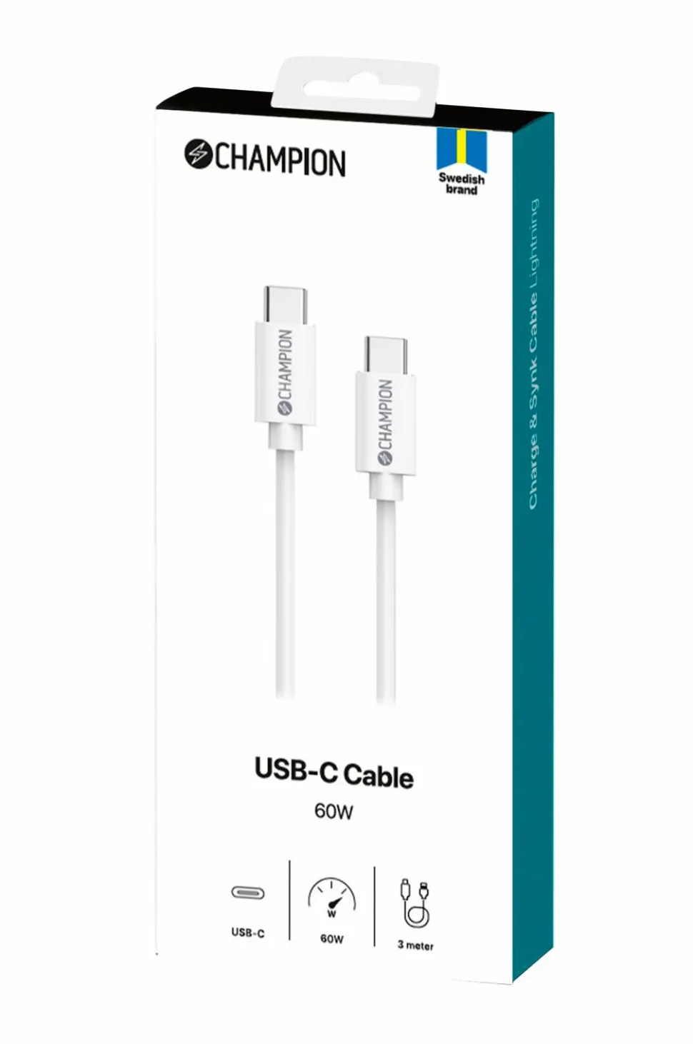 Champion Nordic USB-C-kabel 60W 3 m