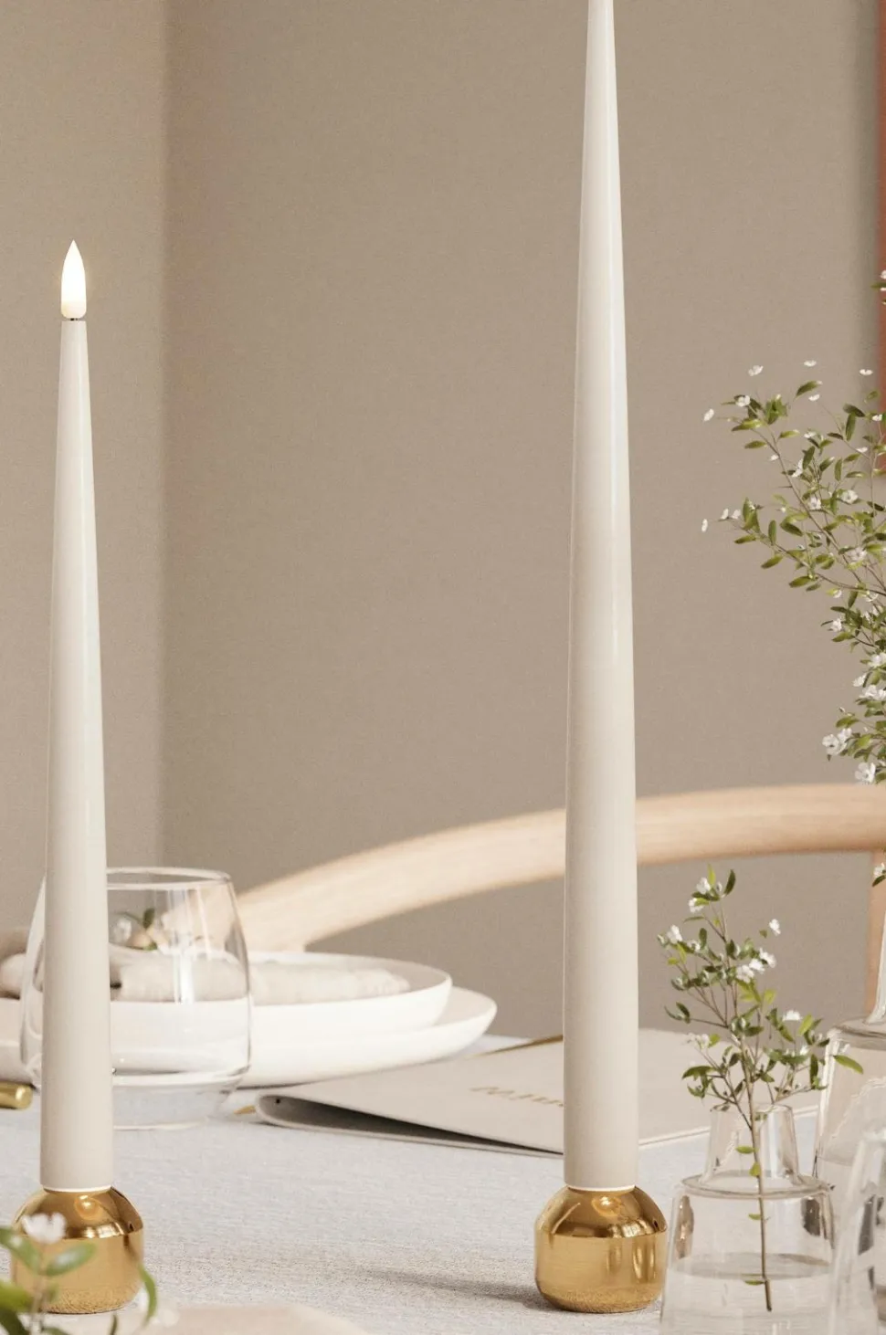 DeluxeHomeart LED Keglelys skinnende 2,2x28 cm 2 stk.