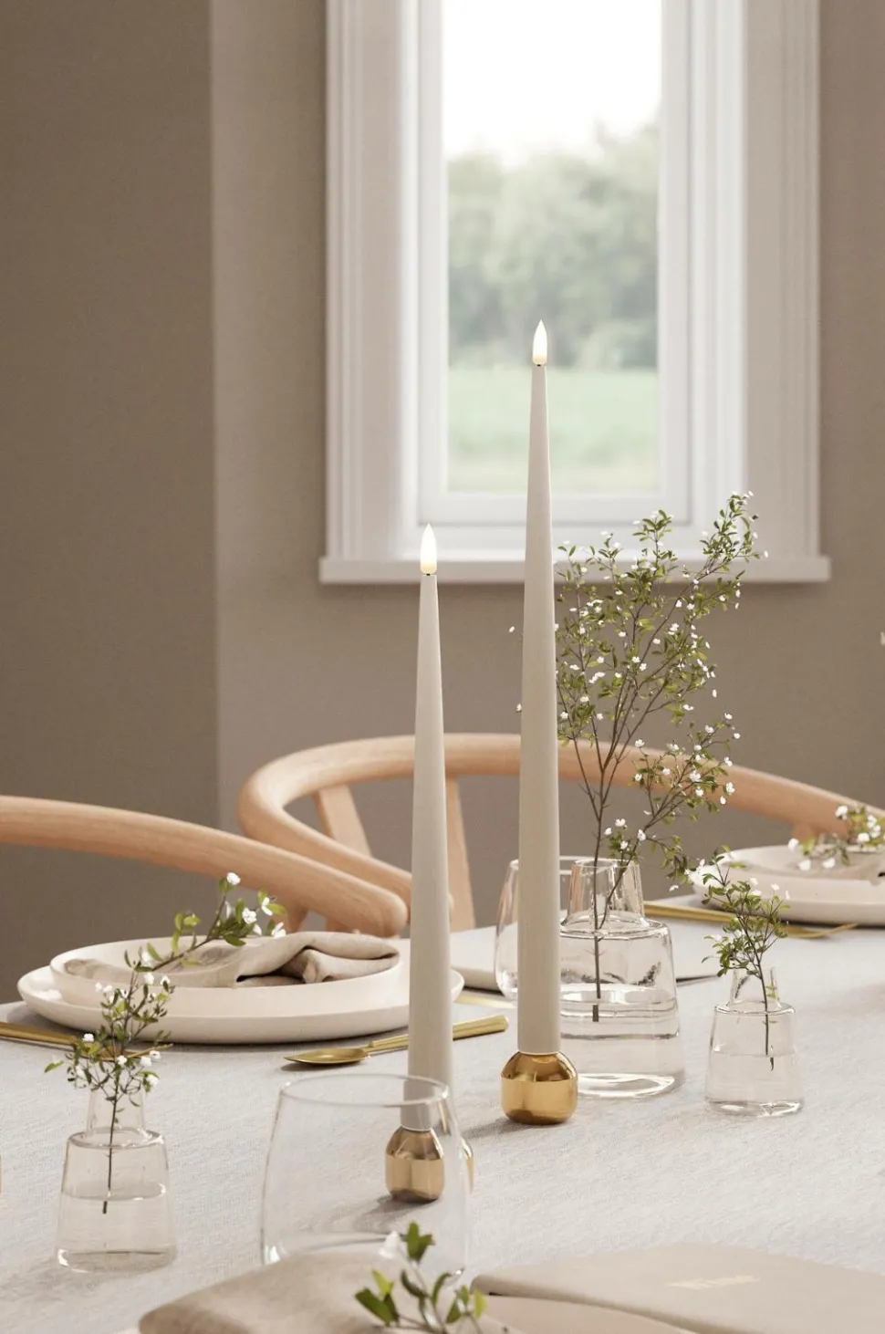 DeluxeHomeart LED Keglelys skinnende 2,2x28 cm 2 stk.