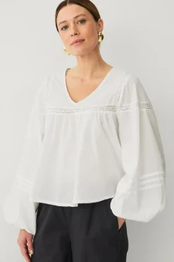 Ellos Collection Bluse med blondeindsatser