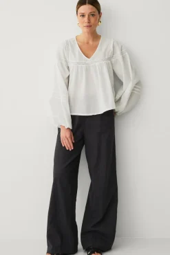 Ellos Collection Bluse med blondeindsatser