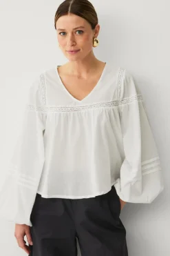 Ellos Collection Bluse med blondeindsatser