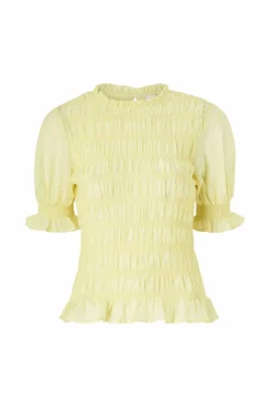 Ellos Collection Bluse med smock og pufærmer