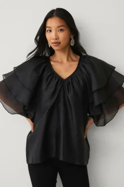 Ellos Collection Bluse med sommerfugleærmer