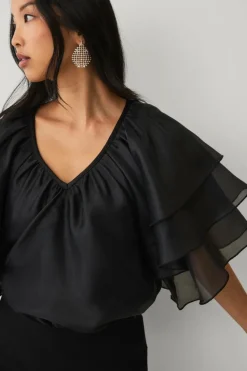 Ellos Collection Bluse med sommerfugleærmer