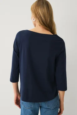 Ellos Collection Bomuldstop med bådudskæring og 3/4-ærmer