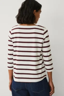 Ellos Collection Bomuldstop med bådudskæring og 3/4-ærmer