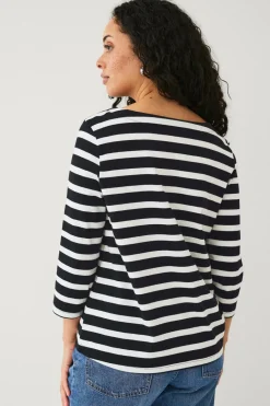 Ellos Collection Bomuldstop med bådudskæring og 3/4-ærmer