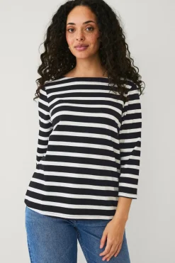 Ellos Collection Bomuldstop med bådudskæring og 3/4-ærmer