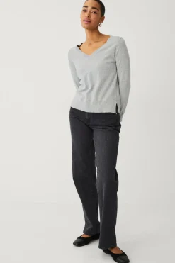 Ellos Collection Finstrikket trøje med v-hals