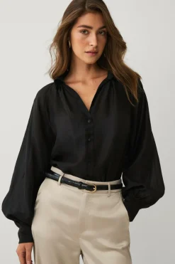 Ellos Collection Gennemsigtig bluse med v-hals