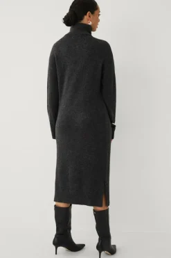 Ellos Collection Glatstrikket kjole med høj krave