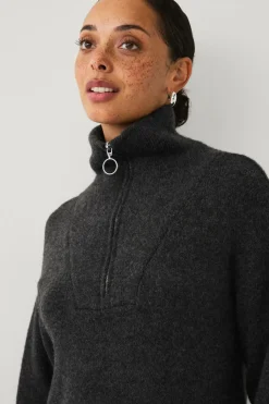 Ellos Collection Glatstrikket kjole med høj krave