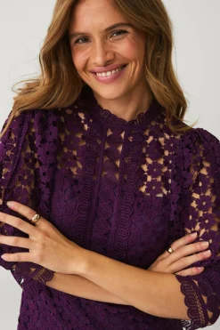 Ellos Collection Kjole i blonde med 3/4 lange ærmer