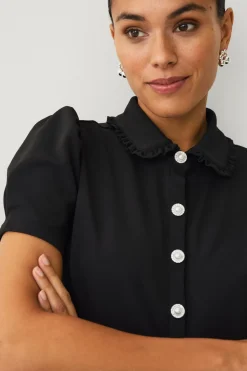 Ellos Collection Kjole i jersey med rhinstenknapper