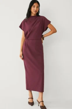 Ellos Collection Lang trikotkjole med drapering