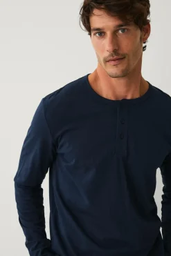 Ellos Collection Langærmet t-shirt med knaplukning