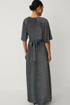 Ellos Collection Maxi kjole i lurex med bindebælte