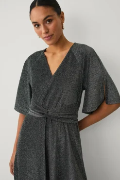 Ellos Collection Maxi kjole i lurex med bindebælte