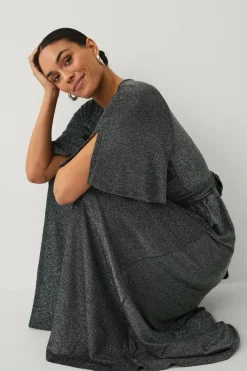 Ellos Collection Maxi kjole i lurex med bindebælte