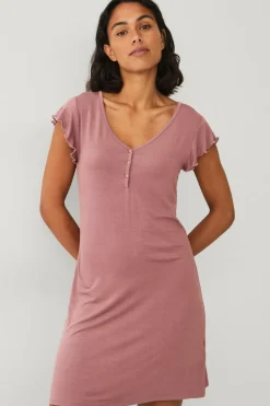 Ellos Collection Natkjole med halv knaplukning