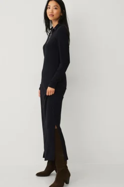 Ellos Collection Ribbet kjole med halv halfzip