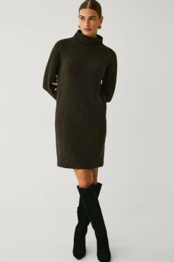 Ellos Collection Ribstrikket kjole med polokrave