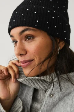 Ellos Collection Strikket hat med rhinstene