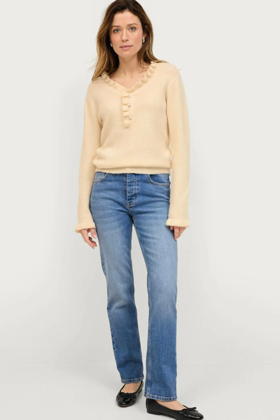 Ellos Collection Strikket trøje med flæsedetaljer