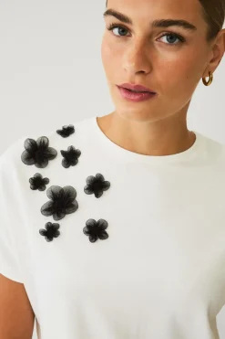 Ellos Collection Top med blomsterapplikationer