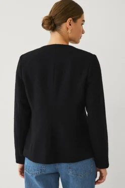 Ellos Collection Tæt på figuren blazer i struktur med påklædte knapper