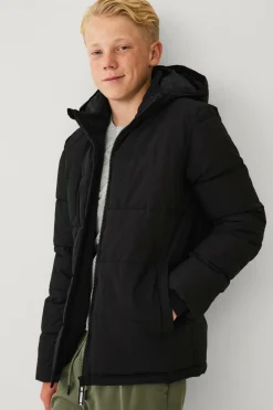 Ellos Collection Vandafvisende pufferjakke med aftagelig hætte