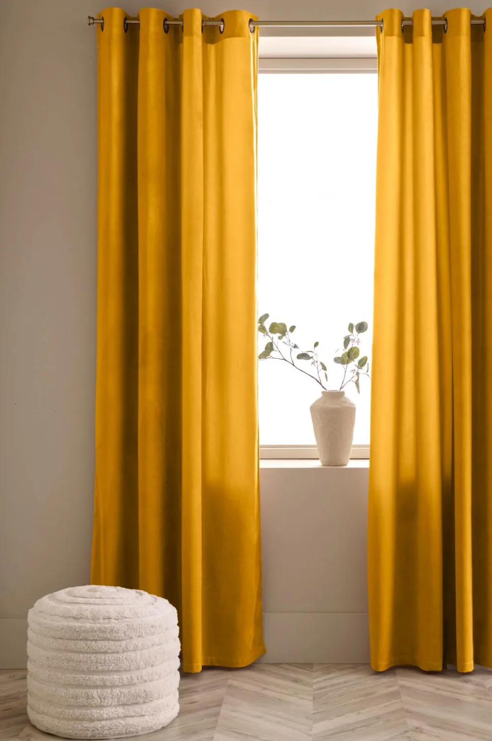 Ellos Home Gardinlængde med sejlringe Nora i velour, 2-pak