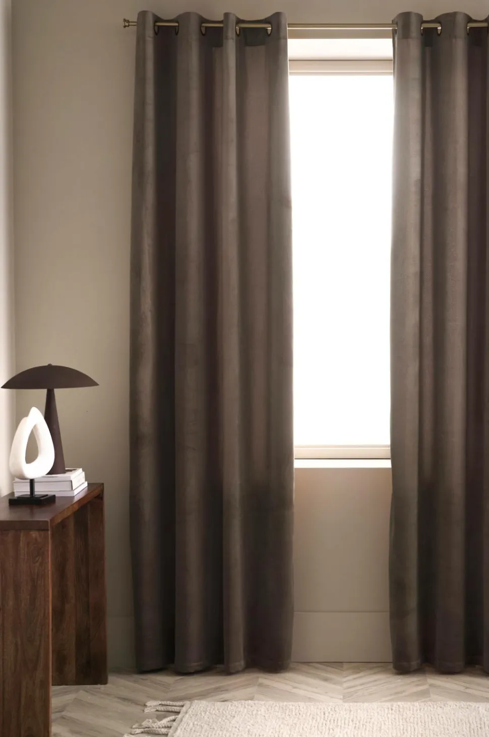 Ellos Home Gardinlængde med sejlringe Nora i velour, 2-pak