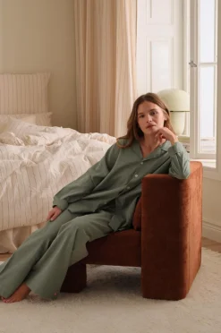 Ellos Home Natbukser Pyjama Pant Elly i genanvendt halvlinned