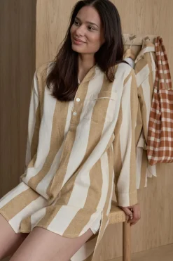 Ellos Home Natskjorte Valerie Block Stripe i bomuldsflonel
