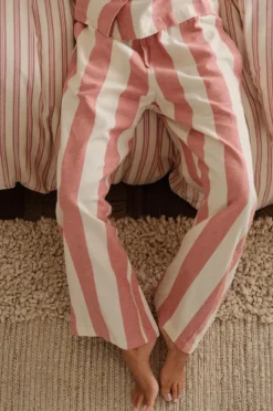 Ellos Home Pyjamasbukser Valerie Block Stripe i bomuldsflonel