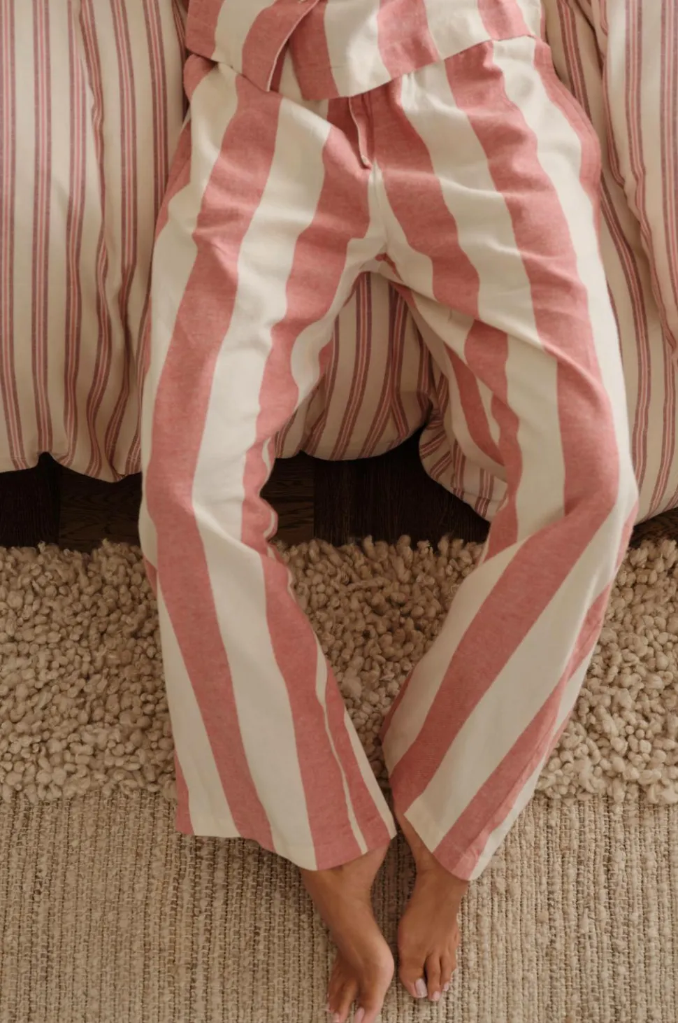 Ellos Home Pyjamasbukser Valerie Block Stripe i bomuldsflonel