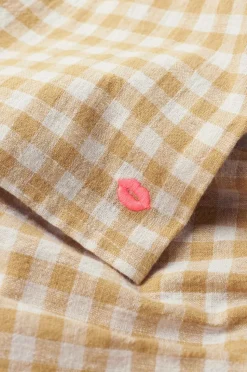 Ellos Home Pyjamasshorts Elly Check i genanvendt halvlinned