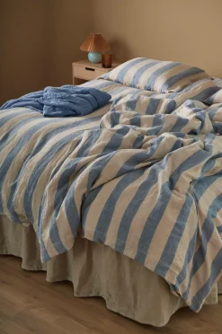 Ellos Home Sengesæt Candice Block Stripe i vasket hør, 2 dele