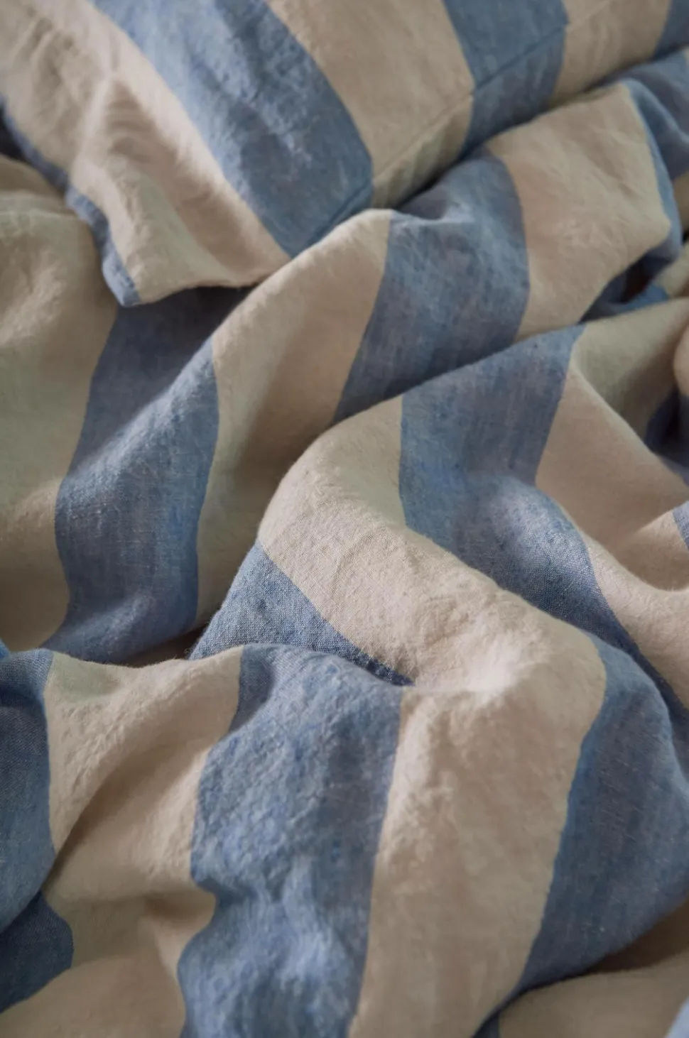 Ellos Home Sengesæt Candice Block Stripe i vasket hør, 2 dele